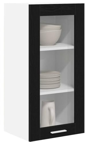 vidaXL Hanging Cabinet 2 pcs Black Oak Engineered Wood