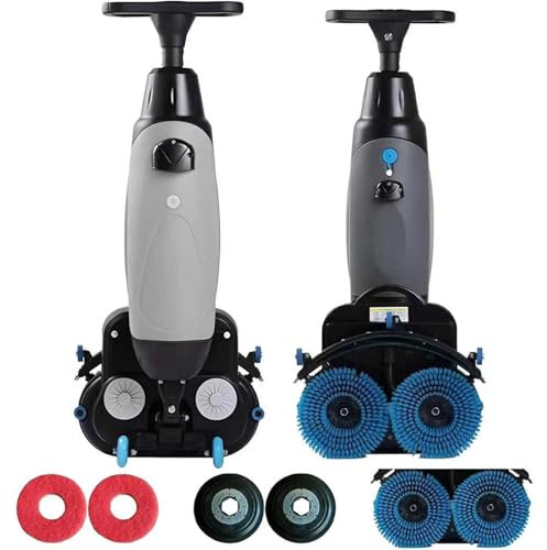 HEIHEIZI Professional Floor Scrubber Dryer,Lightweight Electric Floor Scrubber,17 Cleaning Width,Dual Rotating Brushes,360° Rotating Head,1200m²/h Coverage,Ideal for Restaurants,Schools,Gyms Gray