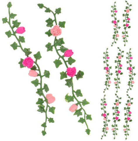 BESPORTBLE Miniatur Rosenranken 10 Stück Künstliche Kleiner Blumenranken aus Kunststoff Naturgetreue Kleiner Puppenhaus Blumengirlanden für Feengarten und Dioramen