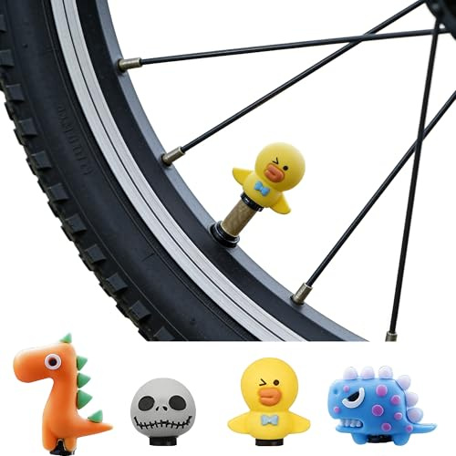 Hezhou 4 Stück FahrradventilkappenLustige Cartoon Ventilkappen aus PVC | Fahrradventilkappen Lustig Reifenventilkappen CartoonSchrader Ventilkappe Bunt Motorrad Ventilkappen Dekoration