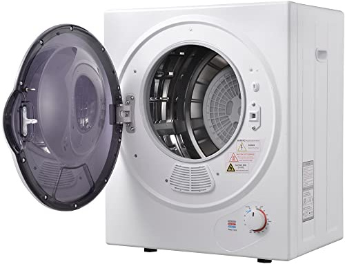 Sèche-linge compact 2,5 kg à évacuation, installation murale/sur plan, minuterie 20–200 chaud / 0–80 froid, chauffage PTC céramique, tambour inox, double filtre, anti-surchauffe, 850 W (Blanc)