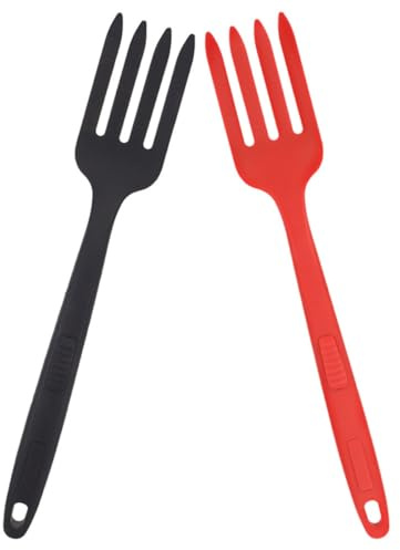 Kichvoe Lot de 2 Fourchettes à Spaghetti en Silicone Alimentaire, Fourchettes Cuisine Ergonomiques Résistantes à L'usure, Manches Longs Confortables, pour Pâtes et Salades au Quotidien