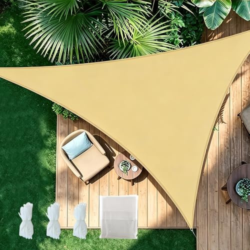 Mineup Sonnensegel Dreieckig, 3x3x3m Dreieckig Sonnenschutz, UV-Schutz, Wasserdicht, Wetterfest, Sonnensegel Wasserdicht Dreieck rechtwinklig für Balkon Garten,mit Ösen und Befestigungsseile