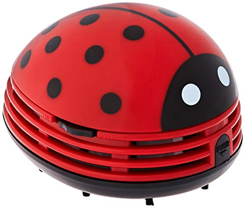 La Chaise Longue Aspirateur de Table Coccinelle - Rouge Noir | Plastique polypropylène PP, sans fil et sans sac, fonctionne sur piles, pour nettoyage de miettes et poussières