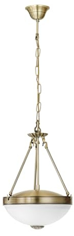 Eglo Hänglampa Savoy 2 ljuskällor, hängande lampa, vintage, rustik, hängande lampa av bruten gjuten metall, satinerat glas i vitt, matbord, vardagsrum, hängande med E27-sockel