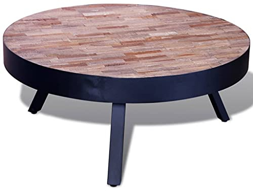 vidaXL Couchtisch Rund Altholz Teak