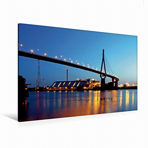 Premium Textil-Leinwand 120 x 80 cm Quer-Format Köhlbrandbrücke | Wandbild, HD-Bild auf Keilrahmen, Fertigbild auf hochwertigem Vlies, Leinwanddruck von Joachim Hasche