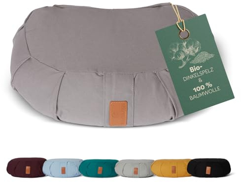 #DoYourYoga Zafu Halbmondkissen »Ganesh« gefüllt mit Bio-Dinkelspelz oder Bio-Buchweizenschalen | waschbarer Bezug | 45 x 30 x 14 cm | Meditations-, Sitz-, Rondokissen für Yin Yoga