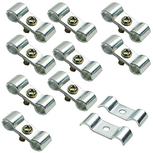 Kennel Clamps Shelf Pole Connector Double Port Pipe Clamps Clips 12mm/0.78 Set of 10 (12mm) Silver