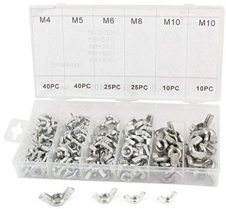 Aexit 150 Stück Schnellkupplungs-Flügelmutter-Sortiment Kit M4 M5 M6 M8 M10 (db10d3a5b63a2ffa0e7c961eb7acaecf)
