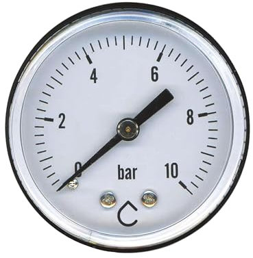 SOMATHERM FOR YOU, Manomètre 8/13 Mâle 10 bar - Raccordement axial - Précision 1,6 - Mesure 0 à 10 bars - Boîtier ABS anti-choc - Cadran Ø60mm - Fluide non corrosif - Plexiglas
