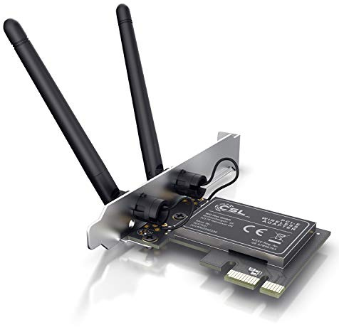 CSL - WLAN Netzwerkkarte 2,4 Ghz PCIe - 300 Mbit s WiFi Adapter Karte - 2 Externe 2dbi Antennen - platzsparend für PC Einbau - WEP WPA und WPA2 Verschlüsselung – PCI Express - Windows 10, 11
