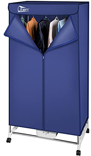 Electric Clothes Dryer Warm Air Drying Wardrobe Electric Clothes Drying Rack Double layer Stackable for Apartments 1500W Blue