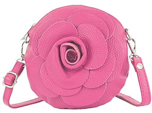 modamoda de T225 Damen Leder Umhängetasche Abendtasche Clutch Blüte Klein, handmade in Italy