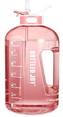 Glaxcidy Trinkflasche 2.5L BOTTLED JOY Wasserflasche mit Strohhalm, Water Bottle mit Zeitmarkierung zur Messung der täglichen Wasseraufnahme BPA-Frei für Fitnessstudio und Sport