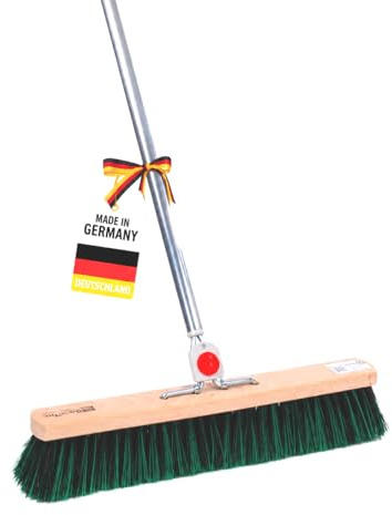 Straßenbesen BawiMix Borsten 50cm mit 4-Loch-System Stiel Alustiel Besen | 4-Loch Wechselsystem, Aluminiumstiel 145cm, Arenga-Borsten-Mix, Universal-Besen für Garten, Haus und Hof