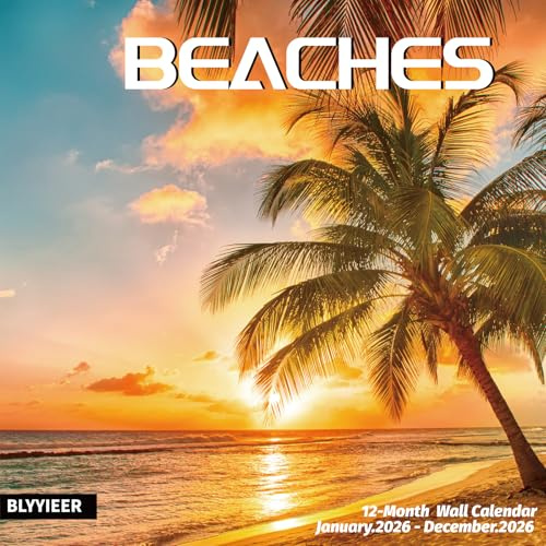 2027 Wall Calendar BEACHES, 12 Months Hangable Wall Calendars, Beach Calendars 2027, 12 x 24 (Open), Thick Glossy Paper, Organizing & Planning