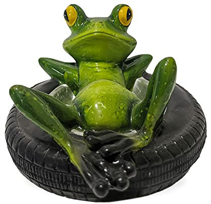 LIBOOI Froschstatue aus Kunstharz, schwimmende Teichdekoration, skurrile grüne Frosch-Skulptur für den Außenbereich, Garten, Teich, Hof