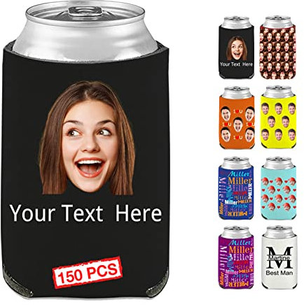 Individuelle Bierdosen-Kühlerhülsen personalisiert mit lustigem Gesicht Foto Kundenspezifischer Bulk-Getränkeflaschenhalter für Geburtstagsparty Jahrestag