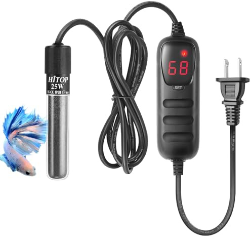 HITOP Compact Submersible Aquarium Heater -25W Digital Heater for Fish Tank Turtle Tank, for Saltwater and Fresh Water with Temperature Controller