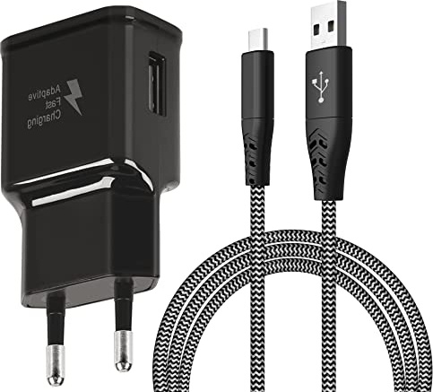 15W Caricabatterie Ricarica Rapida Caricatore USB per Samsung A51 A71 S21 Plus Ultra A52 A72 5G A50 A20E A30S M20 M30S,Xiaomi Mi 10 10T 11T Lite Pro 9,Quick Charge Carica Veloce + 2M Nylon Cavo