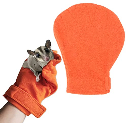 Gant de Liaison pour Planeur en Sucre, RéSistant aux Morsures pour Petits Animaux, Gant Apaisant, Gant de Couchage Apaisant pour Petits Animaux, Planeurs en Sucre, HéRissons, Rats, Hamsters (Orange)