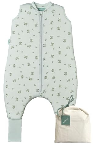 molis&co - Baby Schlafsack mit Füßen und Socke - Ideal für den Winter - Babyschlafsack mit Beinen 2,5 tog - 100% Baumwolle (Oeko-TEX 100), Premium Qualität - Botany Green (60 cm)