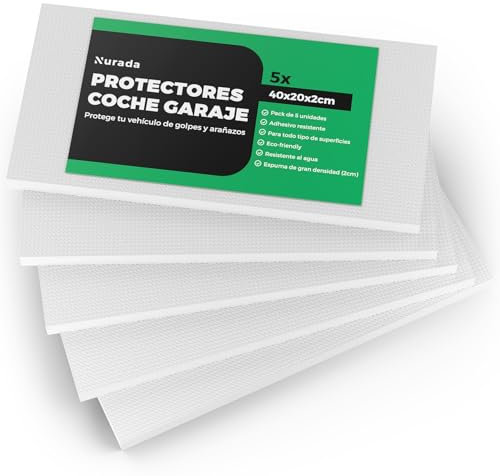 NURADA Garagen Wandschutz (5 Stück) 40X20X2cm, Wandschutz Garage Selbstklebend, Autotürenschutz Garage, Garagenwandschutz, Perfekt um Stöße und Kratzer zu Vermeiden (Weiß)