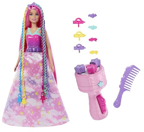 Barbie Doll, Fantasy Hair with Braid and Twist Styling, Rainbow Extensions, Twisting Tool with Accessories, JCW55