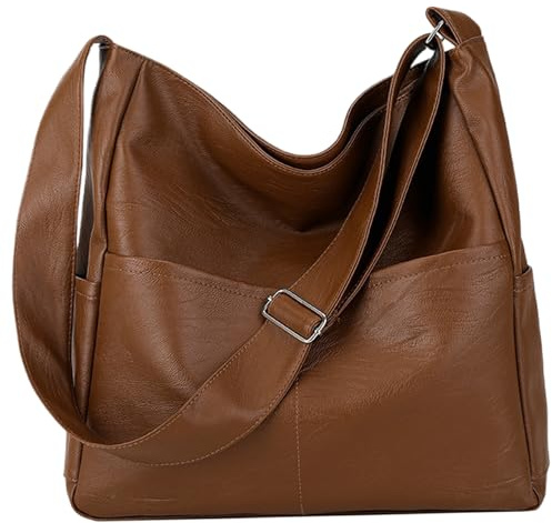 Frauen Tasche, Leder -Tasche für Frauen, Handtasche große Kapazität Arbeitstasche Reißverschluss weiche Einkaufstasche Geldbörse Casual Handtasche Crossbody -Tasche mit verstellbarem Schultergurt (sc