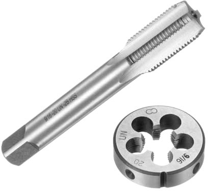 QUARKZMAN 2-teiliges Gewindebohrer- und Schneideisen-Set, metrisch 9/16-20 UN-Gewindebohrer und runde Schneideisen, Gewindeschneidwerkzeug Gewindebohrer- und Schneideisensatz