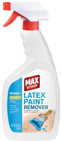Max Strip Removedor de pintura de látex de 22 onzas, fórmula a base de agua de acción rápida, elimina de forma segura el látex, acrílico, para madera, metal, hormigón y múltiples superficies, ideal