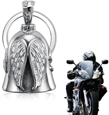 Lithyc Porte Clé Moto - Guardian Angel - Guardian Bell - Convient aux Motos et Aux VéLos, Style Punk, Sonnerie Nette, LéGèRe et Portable, La Cloche Peut Porter Chance