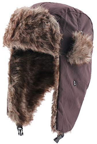 Kinder Fliegermütze Wasserdichte Skirennmütze wasserdichte Kappe für Herren Baseballmütze Land Cap (Brown, One Size)