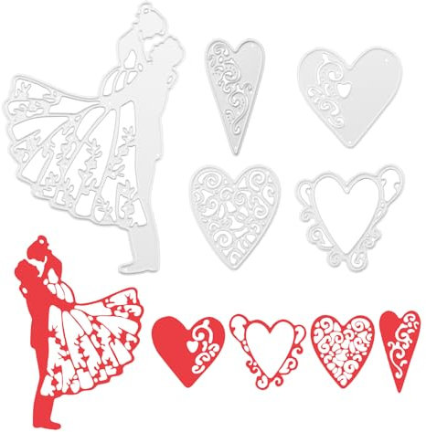 Stanzschablonen,Prägeschablonen,Prägeschablone,Stanzschablonen Schachteln,Stanzformen Stanze,Stanzschablonen Für Karten,Herz-Stanzformen,Valentinstag Stanzformen Metall Hochzeit Stanzschnitte,1 Set