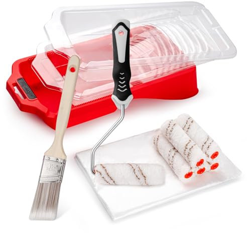 Mister Rui Kit di 12 rulli in microfibra da 10,2 cm, set completo per piccoli progetti di pittura, include vassoio, pennello, foglio antipolvere, finitura liscia su tutte le superfici