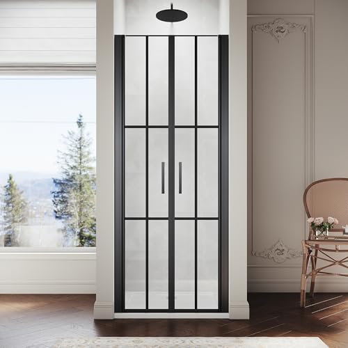 Sirhona - Puerta de ducha giratoria, 80 x 195 cm, giratoria, 180 °, 5 mm, cristal antical, instalación en nicho, puerta de ducha