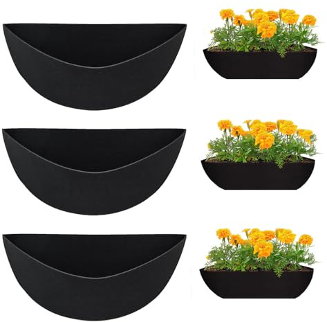Naisfei 3 st 40 cm halvrund planteringsfoder filt vägghängande korg blomkruksfoder, fiberersättningsliner, växtkorg, tillbehör för väggmonterad planterare, trädgårdsstaket, blomfönsterkorg