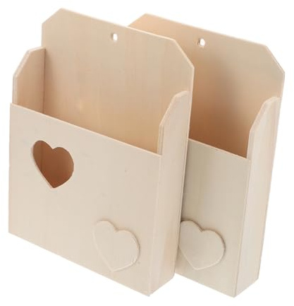 CHICAMPERA Holz Umschlagbox für Kinder 2 Stück Beige zum Bemalen und Basteln Dekorativer Briefkasten mit Fotofunktion fürs Kinderzimmer