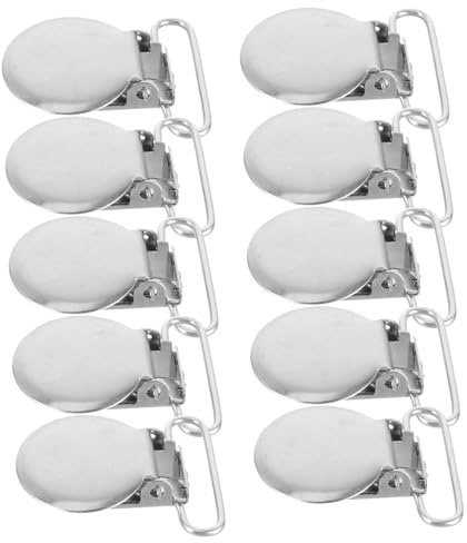 Schnullerclips aus Metall, Silber, 10 Stück für Babyhalterung | Kompakt, Leicht zu Tragen, Einfach zu Reinigen, Verhindert Herunterfallen im Kinderwagen