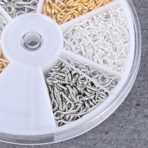 ANDRESLAD Tornillos Ojo de Cordero de Hierro Kit con Ganchos Atornillables y Anillas para Manualidades Bricolaje y Colgar Objetos el Hogar