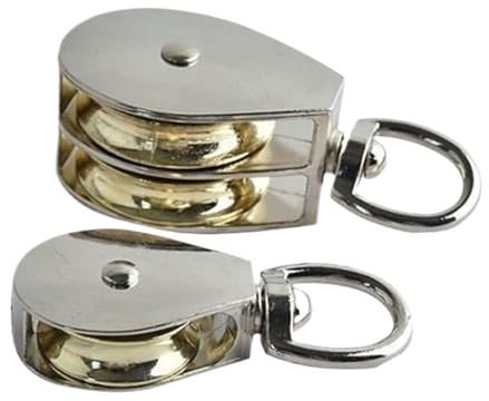 Feste Doppelrolle, Zinklegierung, 52 mm Mini-Hebeblock, Metallkronenrad, Schwerlast-Hebewerk, Einzel-/Doppel-Riemenscheibensystem für effizientes Heben, 1 Stück