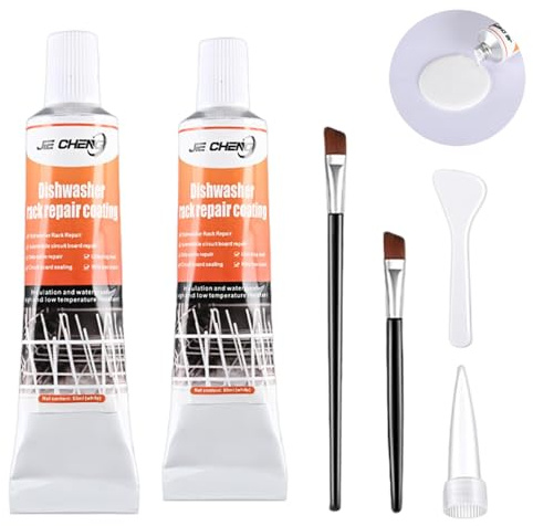 2 X 50 ML Spülmaschinenkorb Rost Reparatur, Rostschreck für Spülmaschine, Geschirrspüler-Korb Reparatur Gummi, Rostfrei, Oxidationsbeständig, mit Zugehörigem Werkzeug (Weiß)