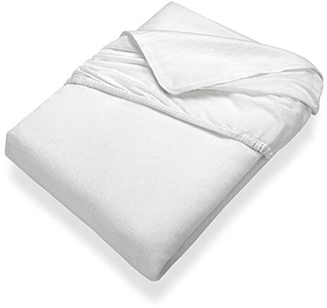 SETEX Kalmuck Spannbetttuch, 160 x 200 cm großer Matratzenschoner, 100 % Baumwolle, Classic, Weiß