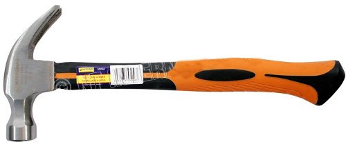 16Oz Heavy Duty Hammer - with Fibre Glass Handle, Rubber Grip | Non Slip, Claw Curved Nail, Steel Head | Multi Purpose Hand Tool | DIY Indoor & Outdoor