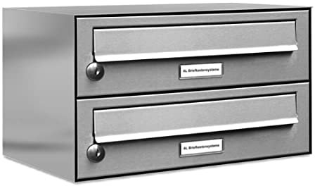 AL Briefkastensysteme 2er Briefkastenanlage aus V2A Edelstahl, Premium Doppel-Briefkasten DIN A4, 2 Fach Postkasten modern Aufputz