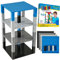 Space Themed Blue, Gray, Black Stackable Base Plates - 4 Pack 15cm X 15cm Baseplates with 40 5cmx5cm Stackers - Tower Construction - Compatible with LEGO Blocks, Compatible with LEGO Baseplates