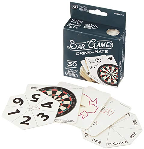 Suck UK | 30 Bar Games Beer Mats | 60 Novelty Drinking Games | Card Games Coaster Set | Party Games Gifts | Bar Accessories | Stag Do Accessories | Family Games