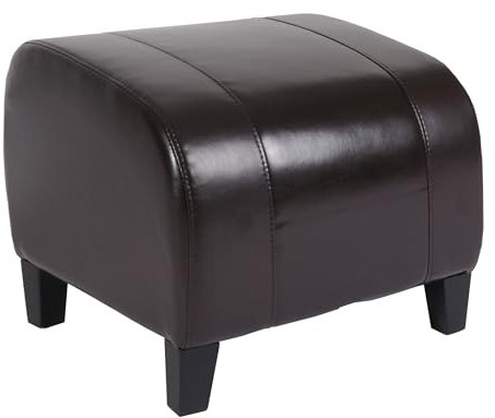 Mendler Hocker Emmen, Leder + Kunstleder 37x45x47cm - braun | Sitzwürfel, Sitzhocker, FSC®-Zertifiziert