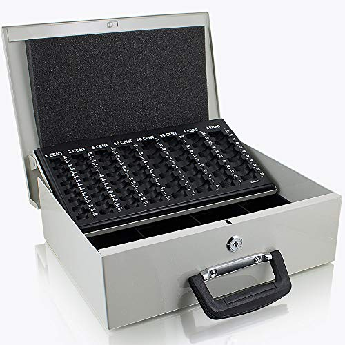 35cm Lichtgrau Geldtransportbox Geldkassette Münzzählbrett Zähl- und Transportkassette Münzkassette Geld Kasse Geldkasse Transportbox 350mm